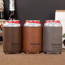 定制伴郎啤酒罐套，最佳伴郎礼物，个性化定制，男士理想礼物，刻字啤酒罐套，男士皮革配饰 - 灰色 - 查看 10