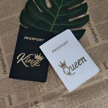 2PCS PU Leather Lovers Passport Cover Passport Case Passport Holder Passport Wallet Card Holder Crown Graphic Lightweight Fashion Travel Accessories For Flight For Women Or Men Gift For Couples - Multicolor - View 8