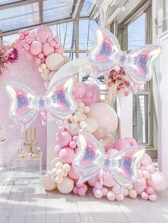 1 个/5 个彩虹透明蝴蝶结设计气球，用于婚礼装饰、性别揭晓、生日派对、订婚、情人节、派对装饰、女孩生日派对、摄影道具、周年纪念、聚会装饰