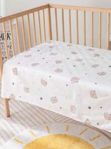 1pc Cotton Soft & Breathable Fitted Sheet With Animal Print, Suitable For Baby Crib, Bassinet, Oval And Rectangular Mattresses, For Infant Boys And Girls, All Seasons - White - View 14