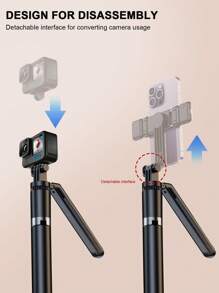 170cm/ 66.9-Inch Remote Control Bluetooth Alloy Selfie Stick Mobile Phone Stand, LED Fill Light, Suitable For Shooting Video, Recording Life, Telescopic, 360° Rotation, Anti-Shake, Folding Portable Three-Legged Handheld/Ground Selfie Stick