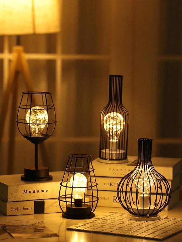 1 Creative LED Copper Wire Iron Art Lamp, A Small Night Lamp In The Shape Of A Creative Red Wine Glass And Wine Bottle, Is A Romantic Decorative Table Lamp Suitable For Bedrooms. It Can Be Used For Home Decoration