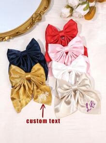1 pièce nœud papillon personnalisé avec nom, nœuds papillons pour les cheveux des filles. Barrettes à pince alligator avec nœud papillon de couleur unie. Barrettes élégantes en ruban de satin unicolore. Accessoires pour cheveux pour filles, cadeaux de mariage et d'anniversaire, accessoires de cheveux pour mariée et tout-petits
