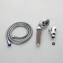 1pc Hydroelectric LED Shower Head With Temperature Display In °C And °F, Handheld Showerhead, Explosion-Proof Hose, American Style Bracket
