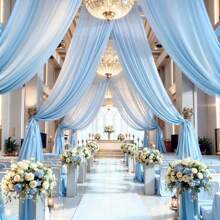 1 tấm vải trang trí cổng cưới màu xanh dương, kích thước 75cm/160cm x 600cm/800cm, rèm nền trong suốt, thích hợp cho lễ cưới, trang trí trần nhà tiệc tùng. - Màu xanh nhạt - Xem 7