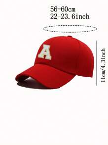 1 pieza Gorra de béisbol negra con 26 letras para niños, diseño bordado con hilo dorado, ajustable con cierre a presión, sombrero de sol de moda para niños y niñas - Rojo - Ver 10