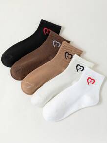 5/10pairs Love Women's Socks Ins Girls' Short Socks Spring And Autumn Thin Versatile Mid-Tube Socks - Multicolor - View 7