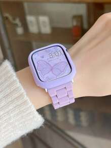 Bộ 2 dây đeo đồng hồ nữ thời trang phù hợp với dòng Ultra 3/2/1, SE S10/S9/S8/S7/S6/S5/S4/S3/S2/S1, chất liệu nhựa nhẹ, dây đeo màu tím có thể điều chỉnh, thiết kế rỗng siêu mỏng TPU màu tím (không kèm miếng dán màn hình), mềm mại, chống va chạm, chống trầy xước, bảo vệ toàn diện, thời trang phù hợp cho các bạn nữ trẻ, phụ kiện cho các bữa tiệc, tụ họp, tiệc bãi biển, mùa hè, Ngày của Mẹ, quà tặng tựu trường và tốt nghiệp. - Màu tím - Xem 5