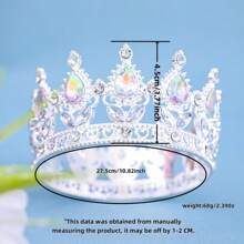 1 chiếc vương miện đính đá sang trọng dành cho nữ, thích hợp làm phụ kiện đội đầu hoàng gia, phụ kiện ngày Valentine, phụ kiện tóc cưới. - Bạc - Xem 12
