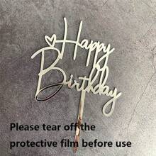 Happy Birthday Decoration Acrylic Christmas Decorations Cake Toppers Cake Pastry Accessory Topper New Years - Silver - View 3