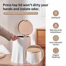 WanWanKa Mini White Plastic Trash Can, 2.6 Gallon Capacity, Slim Design, Anti-Odor, Easy To Clean, Suitable For Any Place - 3 加侖 - 查看 3