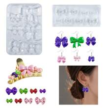 1pc 2-Style Butterfly Hairpin Silicone Mold, Hair Flower Accessory, Suitable For DIY Resin Crafters - Large and Small Bow Molds - View 1
