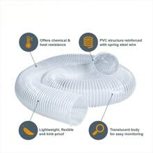 70244 manguera de recogida de polvo de PVC flexible de 4 pulgadas x 20 pies con 2 abrazaderas para manguera de llave, color transparente - Blanco - Ver 2