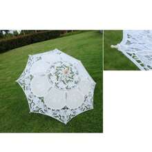 Lace Parasol Umbrella Vintage Wedding Bridal Lace Umbrella Craft White Lace Decorative Umbrella Photography Scene Prop - trắng - Xem 9