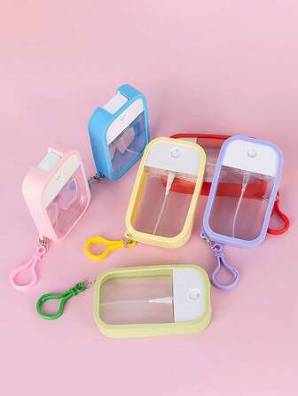 1Set/4pcs Card Spray Bottle Perfume Atomizer (50 Ml) With Keychain Silicone Case Compatible And Funnel, Portable Card Ultra-Thin Design Refillable Empty Bottles Apply To Travel , Can Fill Makeup Toner, Air Fresheners, Alcohol, Hand Sanitizer, Back To School, School Supplies