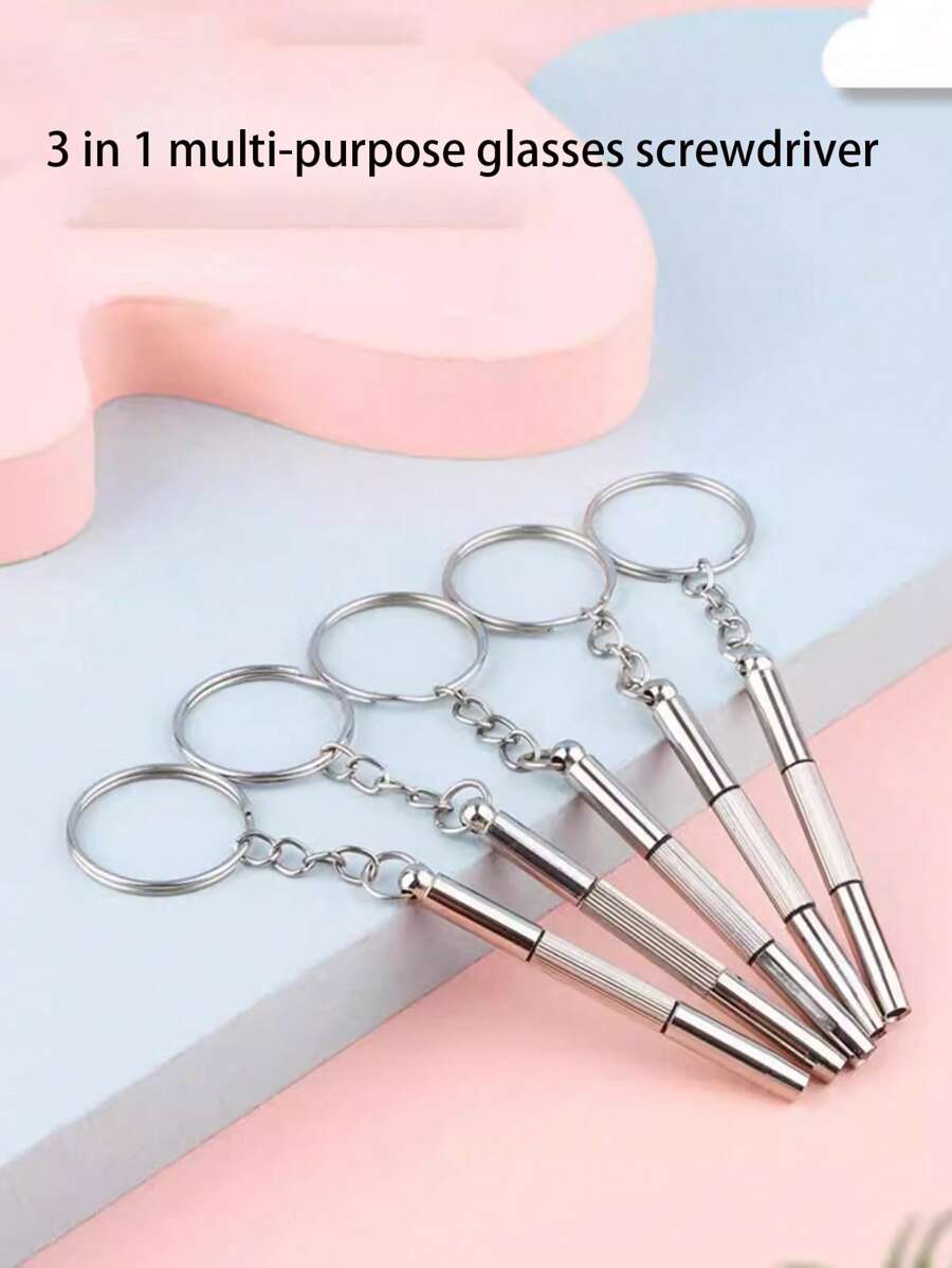 1 pezzo/2 pezzi Cacciavite multifunzione per occhiali, cacciavite piatto portatile, chiave esagonale 3 in 1 per montatura di occhiali