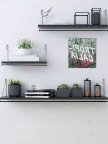 1 件免钻壁挂式浮动搁板，卧室浴室厨房客厅书架，宿舍调料架，墙壁展示架，浴室梳妆台收纳架 [包括 2 个挂钩]