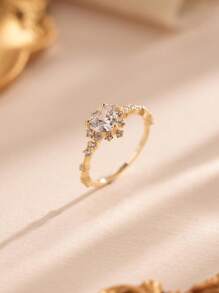 ESBERRY 1pc 925 Sterling Silver Exquisite Zirconia Ring Engagement Ring Wedding Band For Women Promise Ring Eternity Ring Fine Jewelry Gift