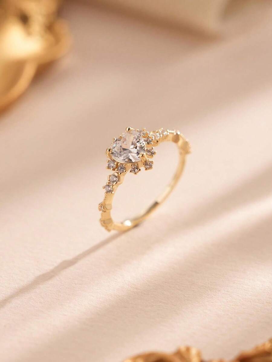 ESBERRY 1pc 925 Sterling Silver Exquisite Zirconia Ring Engagement Ring Wedding Band For Women Promise Ring Eternity Ring Fine Jewelry Gift