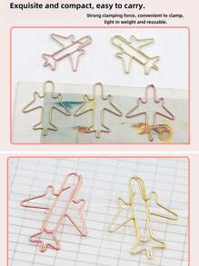 12pcs/20pcs Per Box, Creative Transportation Themed Paper Clips, Airplane Shaped Binder Clips, Electroplated Gold Bookmark & Clip Set, Electroplated Material, Creative Shaped Clips, Office, Home, DIY, Gift