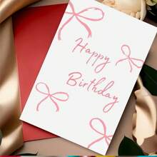 1 张精致光滑的正面，精美的蝴蝶结生日贺卡，背面书写流畅，品质卓越，“生日快乐！”精美的设计，适合送给朋友、家人和同学的生日礼物 - 彩色 - 查看 5