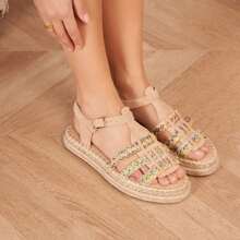 Sandals Compensating In Espadrille Avec Brides Entrecroisées – Style Bohème Chic - Multicolor - View 2