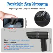 Aspiradora de mano portátil, alta succión, aspiradora de mano recargable para automóvil - aspiradora doméstica inalámbrica, robot aspirador, cepillo para polvo integrado, soplado y succión - perfecta para limpiar casas, pisos, sofás y más - Negro - Ver 7