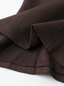 Top camisero con lazo decorativo, unicolor de estilo minimalista y de moda, adecuado para el verano - Marrón - Ver 5