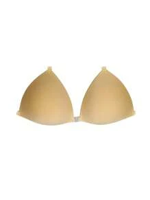 1pc Bikini Nipple Covers. Triangular Cup Ladies' Push-Up Nipple Covers. Silicone Invisible Bra For Brides' Wedding Dresses. With Shoulder Straps - Apricot - View 15