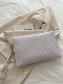 Vintage Women's Handbag, New Fashion Small-Crowd Design Envelope Bag, Solid Color - White - View 7