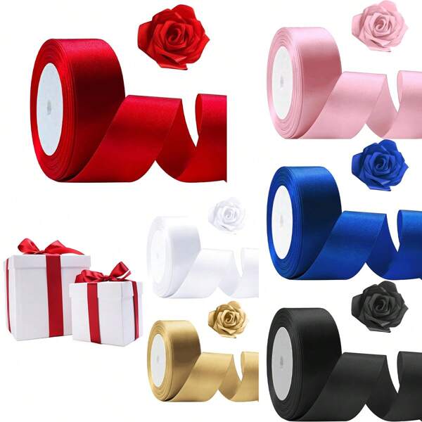 25 Jardas Fita de Cetim de 1-1/2 polegadas, Fita de Cabelo de Seda de Poliéster de Face Única para Artesanato, Buquês de Flores, Embrulho de Presente, Casamento, Laço e Decoração do Dia dos Namorados