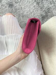 REMANLAND Tas Clutch Malam yang Berkilau, Tas Amplop Modis yang Elegan, Tas Tangan Pesta Pernikahan untuk Wanita, Tas Prom untuk Pesta - Hot Pink - View 6