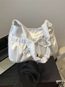 1pc New Fashion Korean Gentle Pleated Shoulder Bag Girls All-Match Ins Underarm Bag Pleated Casual Soft Summer Large Capacity Underarm Bag Casual Fashion Shoulder Bag Is Also Suitable For Traveling And Outdoor Shopping Dating Is Also Suitable As A Gift