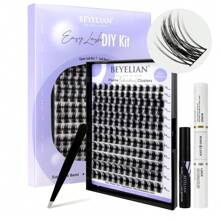 BEYELAN Lash Extension Kit, Lash Clusters Kit, D Curl DIY Lash Extension Kit With Lash Bond And Seal, Remover And Lash Applicator For Self Application At Home 144Pcs (719,Black)