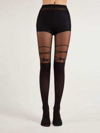 One Piece Of Spring/Summer/Autumn Ultra-Thin Lolita Style Butterfly Decoration Patchwork Pantyhose Suitable For Daily Wear