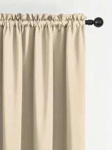 1pc Curtain,Blackout Curtain, Heat Insulation, Opaque Curtain With Eyelets, Light Insulation, Anti-UV, Bedroom Home Living Room Interior Decoration - Beige - View 9