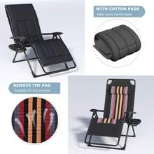 PERRTWDLF Lettino prendisole pieghevole, cuscino per lettino da giardino per 2 persone, lettino prendisole pieghevole, lettino da giardino, capacità di carico 160 kg, con portabicchieri (Nero 2)