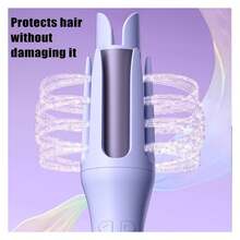 Lyvona Hair Curler, Seemee Hair Curler, See Mee Curling Iron, Seemee Curling Wand, Automatic Rotating Hair Curler, Auto Shut Off, Seemee Hair Curler With A Curling Diameter Of 32mm Purple - 彩色 - 查看 4