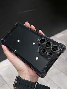 Transparent Black Four-Corner Shock-Proof Phone Case Compatible With Samsung Galaxy S25 Ultra, Also Fits Redmi Waterproof Anti-Fall Scratch Resistant - Black - View 4