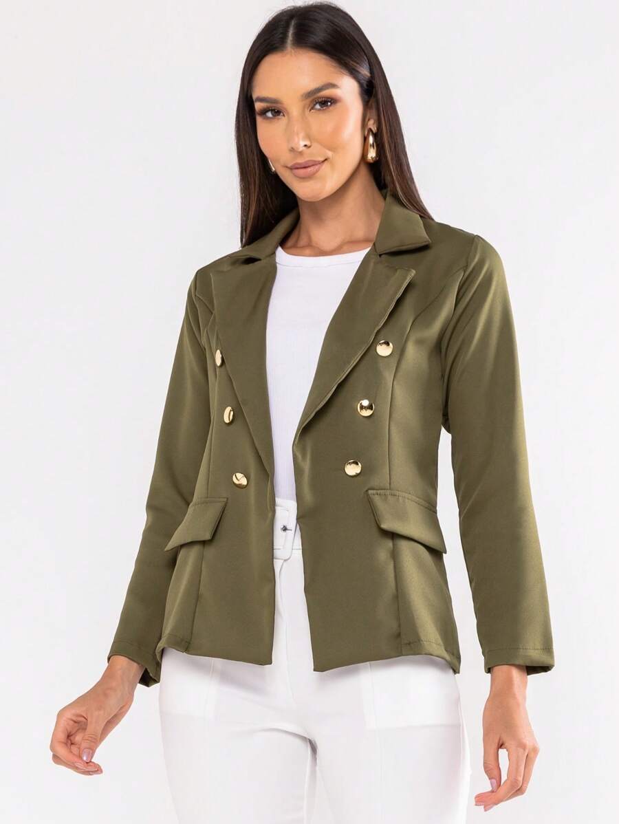 Blazer Feminino Elegante Terninho Social Alfaiataria Com Botões