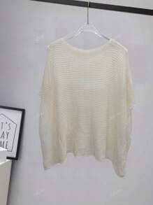 Top cropped tejido de estilo de playa con mangas tipo murciélago sexy para mujer