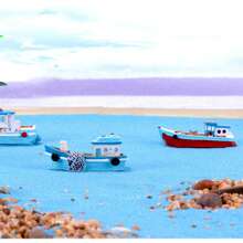1pc Mini Boat Model, Resin Mediterranean Decor Desktop Fishing Boat Figurine, Ocean Beach Micro Landscape Decoration