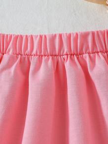 2 件女童绣花领上衣和休闲拼布裙套装