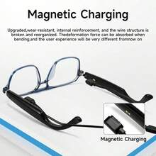 SENBONO Smart Glasses For Women Men, Bluetooth Glasses With Touch Control Voice Assistant For Clear Audio, Remote Photography, Clear Brown Frame And Black Legs, Perfect For Indoor Outdoor, Photochromic Lenses( In The Sun, Glasses Will Turn Into Fashion Glasses) - 黑色 - 查看 3