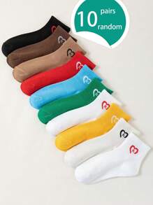 10 Pairs Assorted Multi-Color Letter Print Unisex Ankle Socks, Versatile