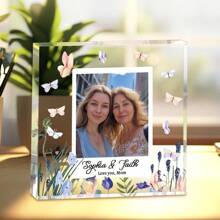 1pc Customized Acrylic Square Desktop Decor, Personalized Photo Frame, Gift For Mom, Birthday, Mother's Day, Thanksgiving, Christmas, From Son, Daughter, Ideal Holiday Memento For Mother, Stepmom, Grandmother Back To School
