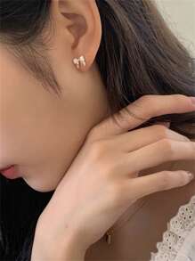 GAGAFEEL 1 Pair Of Niche Design Exquisite Sweet High-Grade S925 Sterling Silver Bow Earrings For Women, Suitable For Daily Wear, Date Wear, Birthday Gift - Silver - View 4