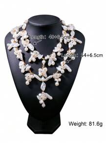 juran 2pcs/Set Baroque Style Faux Pearl Luxurious Statement Necklace For Women