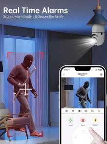 sansco 4PCS 5MP 3K Light Bulb Security Cameras Wireless, Indoor&Outdoor Camera For Home Security, IP Camera PTZ,House Cameras,2.4 GHz WiFi Wireless Cameras Nanny Room Cam For Bedroom , With Smart Motion Detection, 2-Way Audio, Full Color Night Vision,Pet Camera Cat Dog With Phone App - 白色-2.4G WiFi - 查看 7