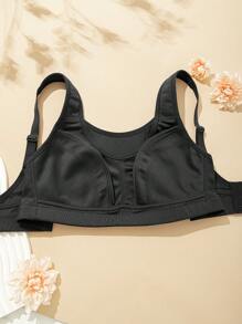 Wingslove Women's High Impact Sports Bra, Wireless Non Padded Full Coverage Plus Size With Wide Straps & U-Back, Breathable For Running Gym Workout - Black - View 8